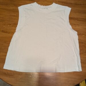 Cotton Citizen White Sleeveless Boxy Crew Tank